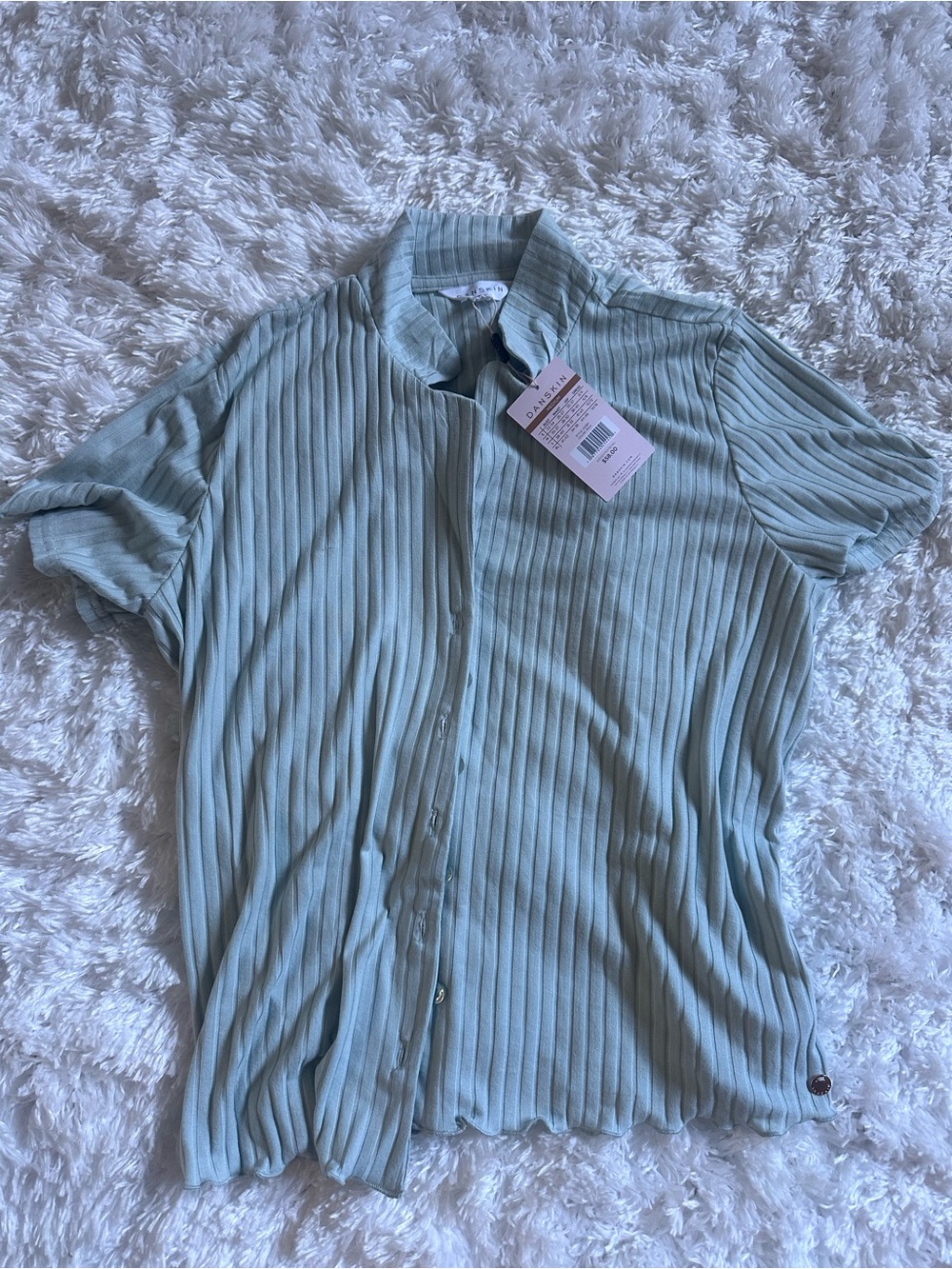 Light Mint Ribbed Short-Sleeve Shirt - danskin
